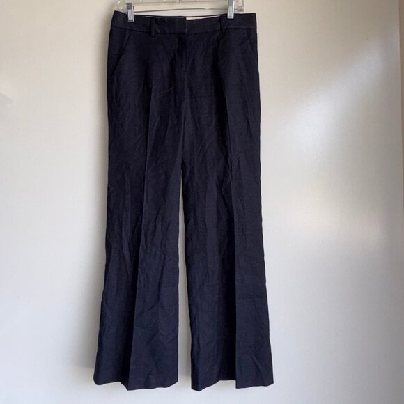 THEORY Emery Linen Pants Size 6 Navy Blue - Picture 2 of 13